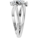 Platinum Round Natural Diamond Cluster Bypass Ring - view 4