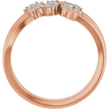 14K Gold Round Natural Diamond Cluster Bypass Ring - Rose Gold - view 2