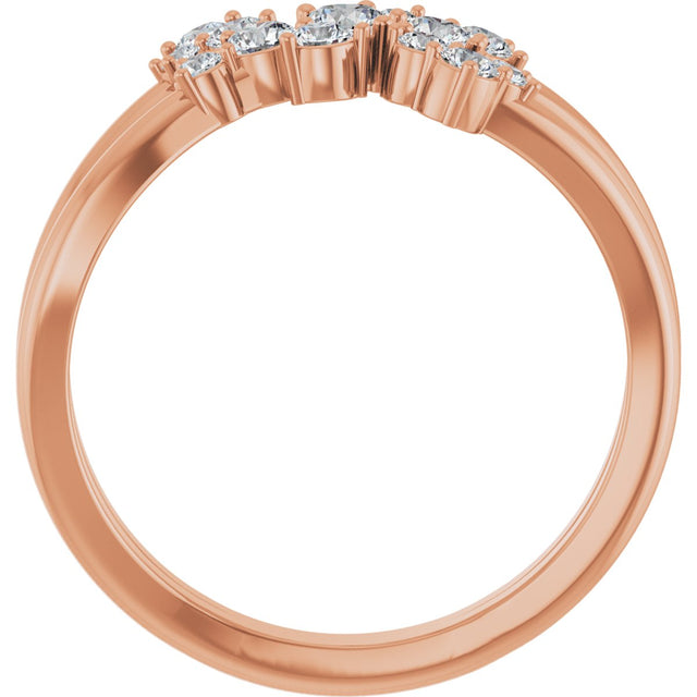 14K Gold Round Natural Diamond Cluster Bypass Ring - Rose Gold - view 2