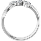 14K Gold Round Natural Diamond Cluster Bypass Ring - White Gold - view 2