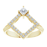 14K Gold Square Natural White Sapphire Accented Geometric Ring - Yellow Gold - view 3