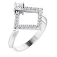 Platinum Square Natural Diamond Accented Geometric Ring