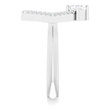 14K Gold Square Natural White Sapphire Accented Geometric Ring - White Gold - view 4