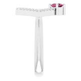 14K Gold Square Natural Pink Tourmaline Accented Geometric Ring - White Gold - view 4