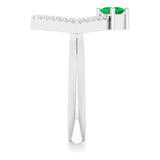 Platinum Square Natural Emerald Accented Geometric Ring - view 4