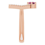 14K Gold Square Natural Pink Tourmaline Accented Geometric Ring - Rose Gold - view 4