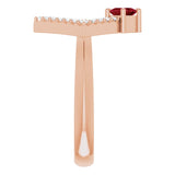 14K Gold Square Natural Ruby Accented Geometric Ring - Rose Gold - view 4