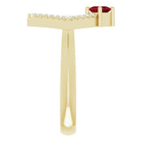 14K Gold Square Natural Ruby Accented Geometric Ring - Yellow Gold - view 4