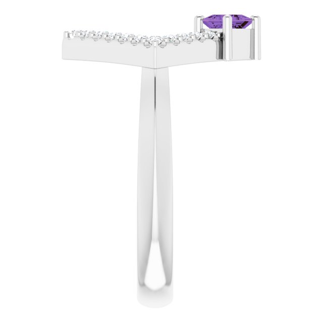 14K Gold Square Natural Amethyst Accented Geometric Ring - White Gold - view 4