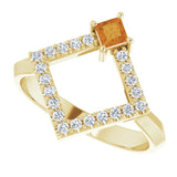 14K Gold Square Natural Citrine Accented Geometric Ring - Yellow Gold - view 5