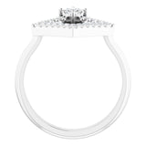 14K Gold Square Natural White Sapphire Accented Geometric Ring - White Gold - view 2