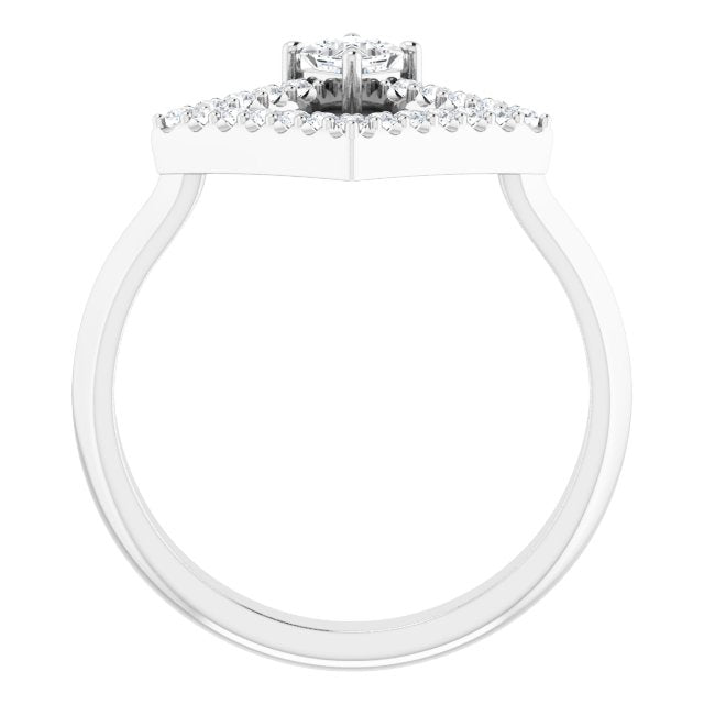 14K Gold Square Natural White Sapphire Accented Geometric Ring - White Gold - view 2