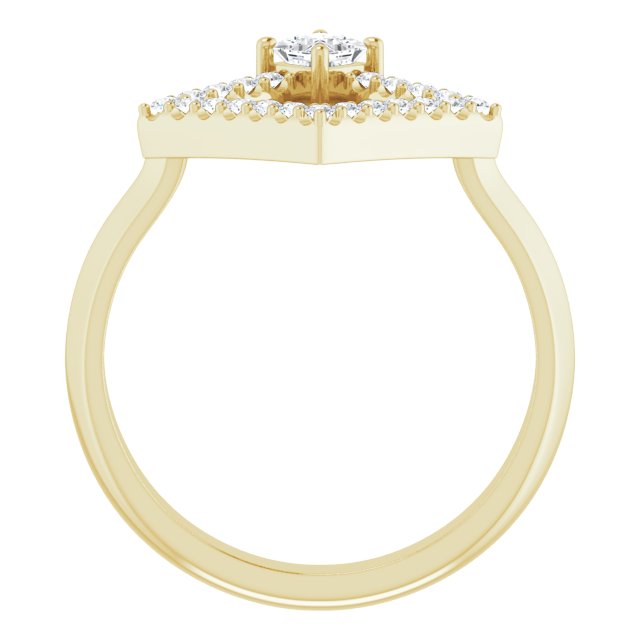 14K Gold Square Natural White Sapphire Accented Geometric Ring - Yellow Gold - view 2