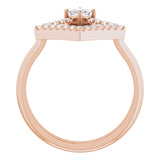 14K Gold Square Natural White Sapphire Accented Geometric Ring - Rose Gold - view 2