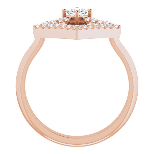 14K Gold Square Natural White Sapphire Accented Geometric Ring - Rose Gold - view 2