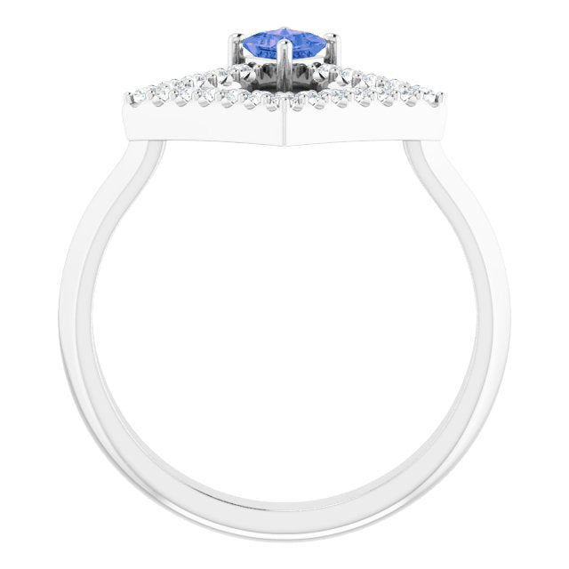 14K Gold Square Natural Tanzanite Accented Geometric Ring - White Gold - view 2