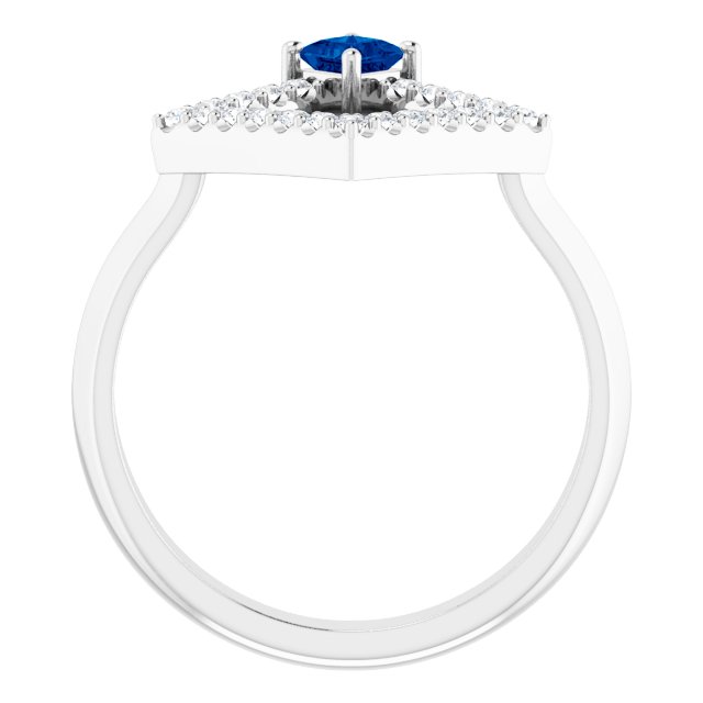 Platinum Square Natural Blue Sapphire Accented Geometric Ring - view 2