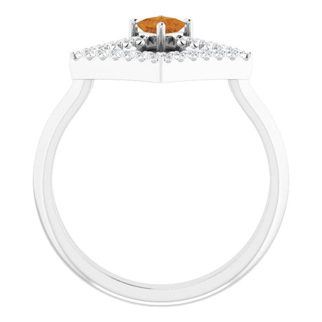 Platinum Square Natural Citrine Accented Geometric Ring - view 2