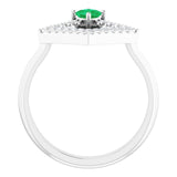 Platinum Square Natural Emerald Accented Geometric Ring - view 2