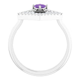 Platinum Square Natural Amethyst Accented Geometric Ring - view 2