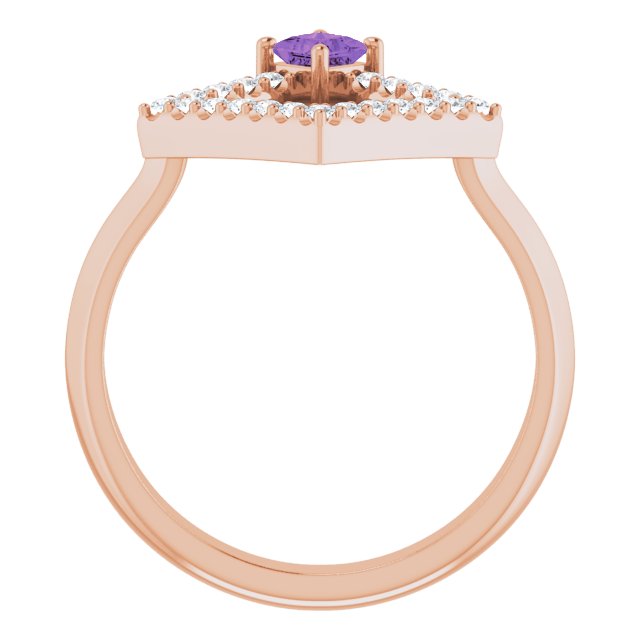 14K Gold Square Natural Amethyst Accented Geometric Ring - Rose Gold - view 2