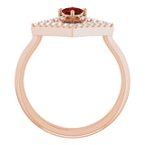 14K Gold Square Natural Mozambique Garnet Accented Geometric Ring - Rose Gold - view 2