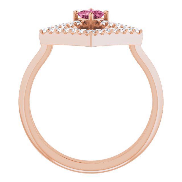14K Gold Square Natural Pink Tourmaline Accented Geometric Ring - Rose Gold - view 2