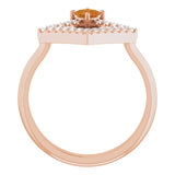 14K Gold Square Natural Citrine Accented Geometric Ring - Rose Gold - view 2