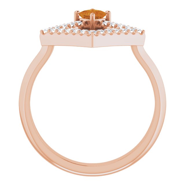 14K Gold Square Natural Citrine Accented Geometric Ring - Rose Gold - view 2