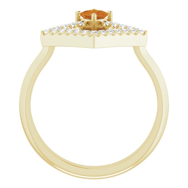 14K Gold Square Natural Citrine Accented Geometric Ring - Yellow Gold - view 2