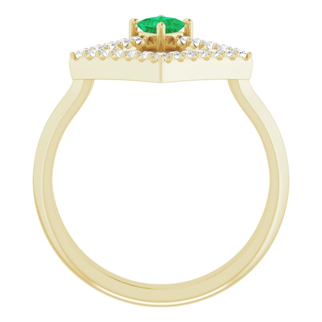 14K Gold Square Natural Emerald Accented Geometric Ring - Yellow Gold - view 2