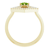 14K Gold Square Natural Peridot Accented Geometric Ring - Yellow Gold - view 2