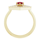 14K Gold Square Natural Ruby Accented Geometric Ring - Yellow Gold - view 2