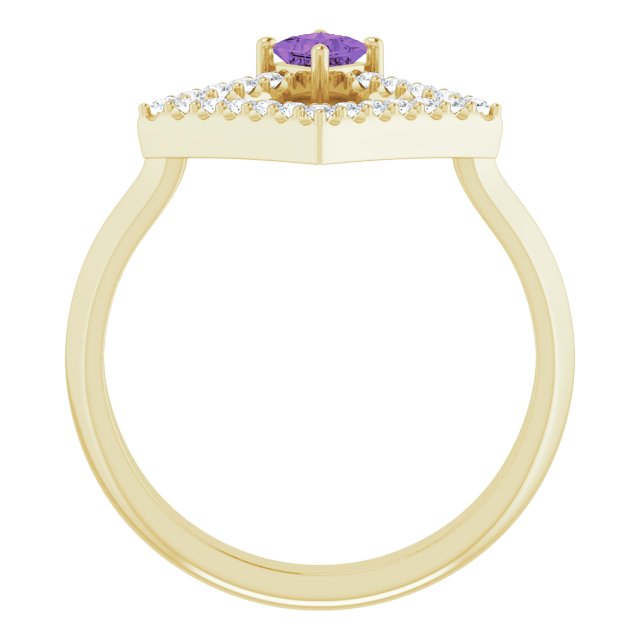 14K Gold Square Natural Amethyst Accented Geometric Ring - Yellow Gold - view 2