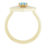14K Gold Square Natural Aquamarine Accented Geometric Ring - Yellow Gold - view 2