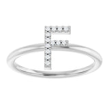 14K Gold Round Natural Diamond Accented Initial Ring - White Gold - view 3