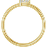 14K Gold Round Natural Diamond Accented Initial Ring - Yellow Gold - view 3