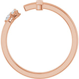 14K Gold Round Natural Diamond Accented Negative Space Cross Ring - Rose Gold - view 2