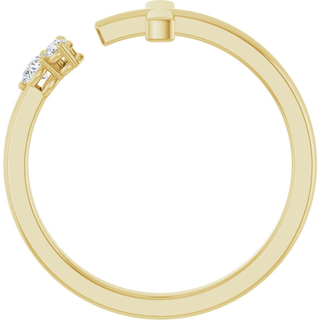 14K Gold Round Natural Diamond Accented Negative Space Cross Ring - Yellow Gold - view 2