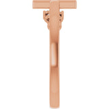 14K Gold Round Natural Diamond Accented Negative Space Cross Ring - Rose Gold - view 4