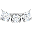 Platinum Round Lab-Grown Diamond Three-Stone Curved Bar Necklace
