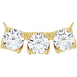 14K Gold Round Lab-Grown Diamond Three-Stone Curved Bar Necklace - Yellow Gold