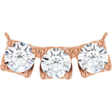 14K Gold Round Lab-Grown Diamond Three-Stone Curved Bar Necklace - Rose Gold