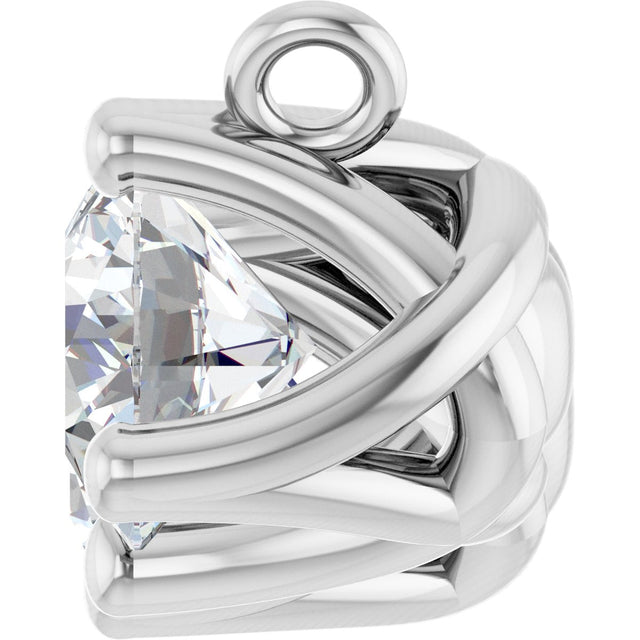 Platinum Round Lab-Grown Diamond Three-Stone Curved Bar Necklace - view 3