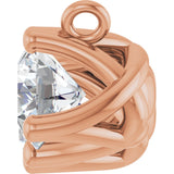 14K Gold Round Natural Diamond Three-Stone Curved Bar Necklace - Rose Gold - view 3