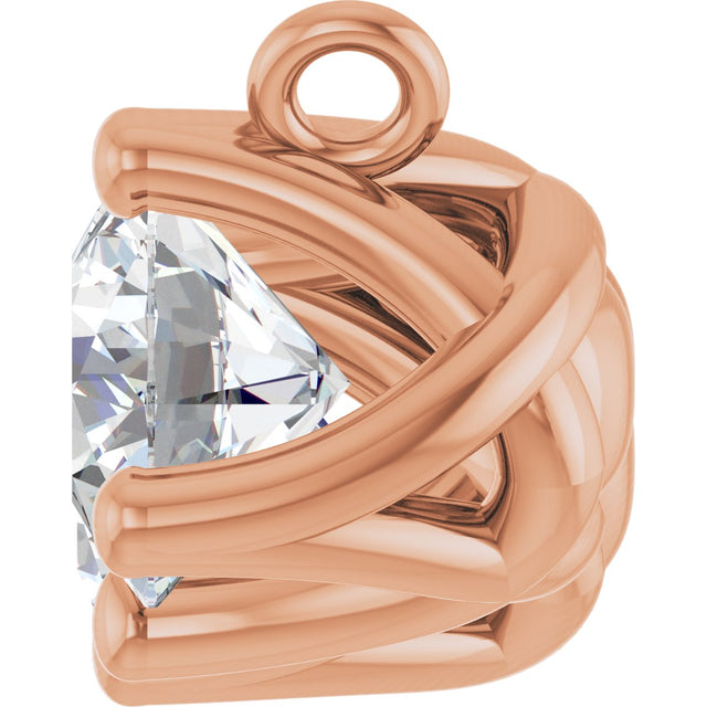 14K Gold Round Natural Diamond Three-Stone Curved Bar Necklace - Rose Gold - view 3