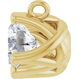 14K Gold Round Natural Diamond Three-Stone Curved Bar Necklace - Yellow Gold - view 3