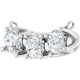 14K Gold Round Lab-Grown Diamond Three-Stone Curved Bar Necklace - White Gold - view 2