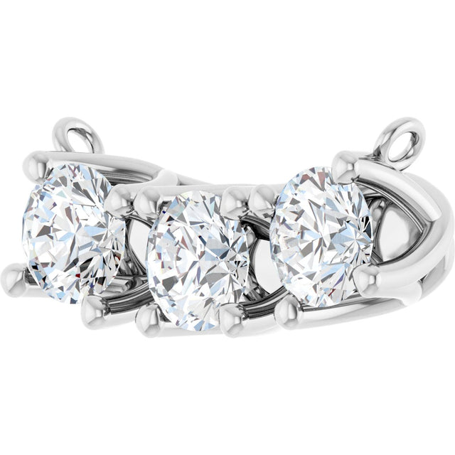 14K Gold Round Lab-Grown Diamond Three-Stone Curved Bar Necklace - White Gold - view 2