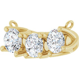 14K Gold Round Lab-Grown Diamond Three-Stone Curved Bar Necklace - Yellow Gold - view 2